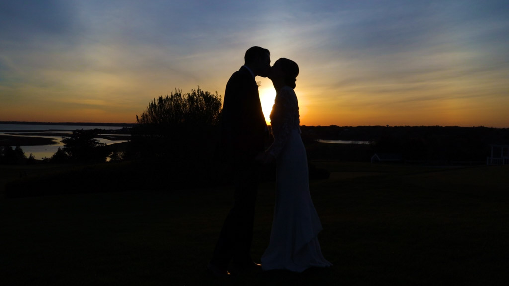 Hyannisport Golf Club couple sunset kiss