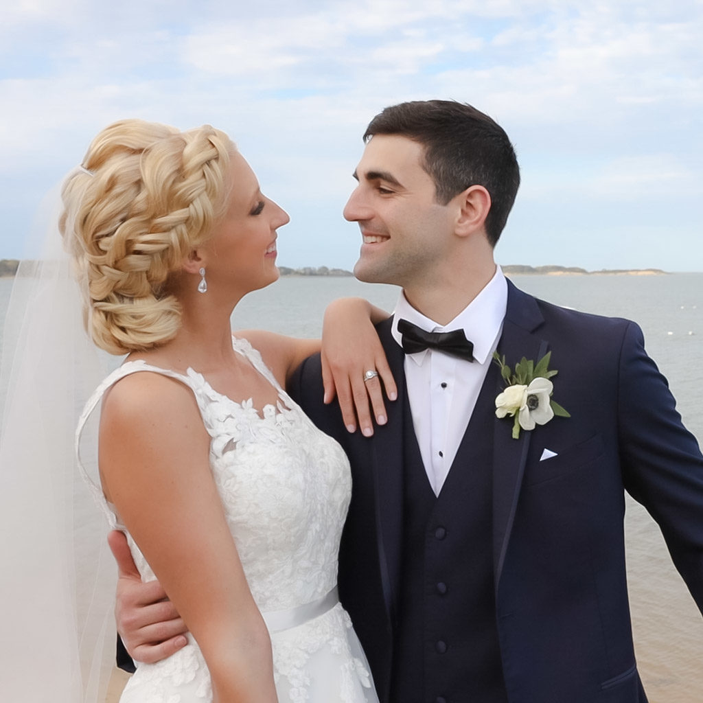 Wequassett Resort Wedding bride and groom smiling